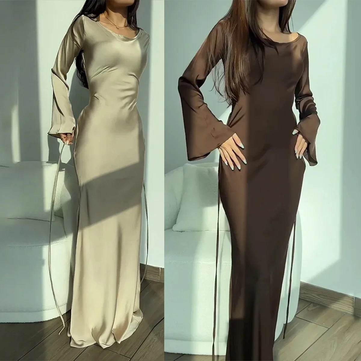Buy Center Women’s Elegant Maxi Dress - Flare Sleeve O-Neck Style - Buy Center UK