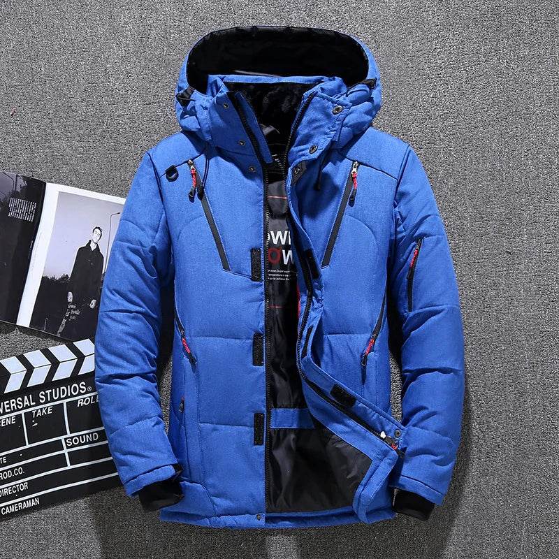 Buy Center Men's White Duck Down Jacket - Warm Hooded Puffer Coat - Buy Center UK