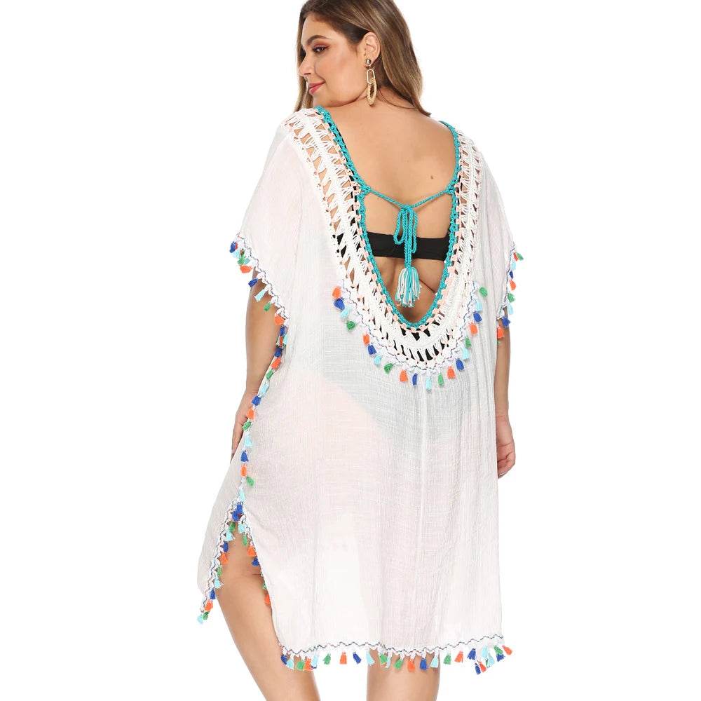 Plus Size Bikini Cover-Up Dress - Stylish Mesh Beach Wear for Women - Buy Center UK