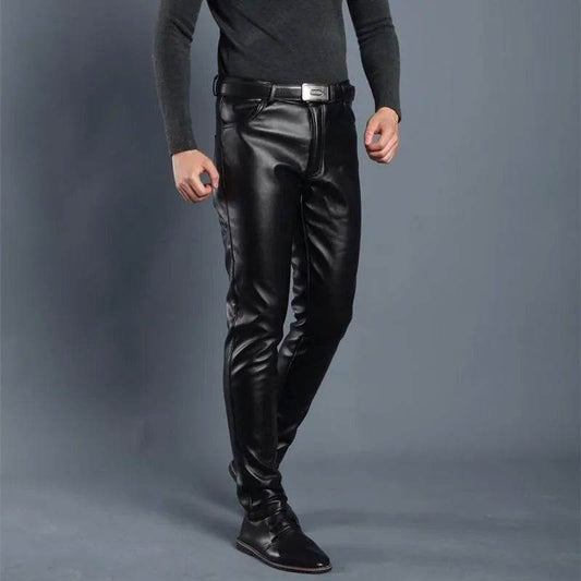 Buy Center Men's Faux Leather Pants - Slim Fit Black Leggings - Buy Center UK