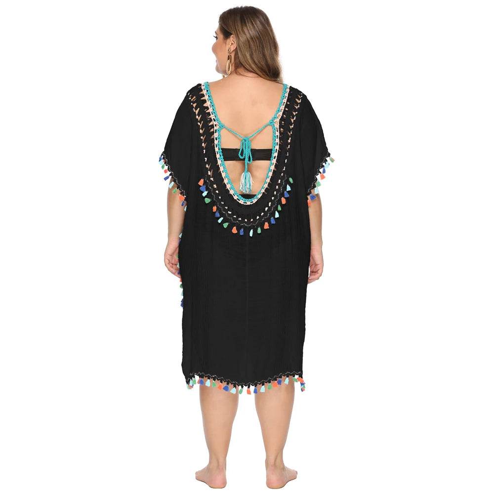 Plus Size Bikini Cover-Up Dress - Stylish Mesh Beach Wear for Women - Buy Center UK