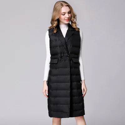 Buy Center Women's Knee Length Duck Down Vest - Lightweight & Stylish - Buy Center UK