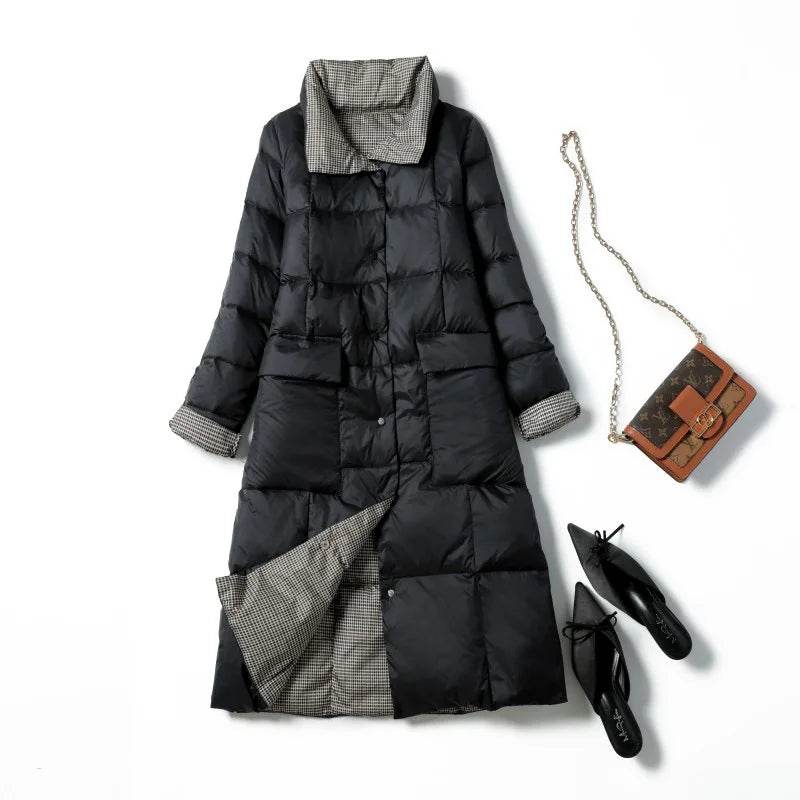 Buy Center Women's Duck Down Jacket - Warm Plaid Coat for Winter - Buy Center UK