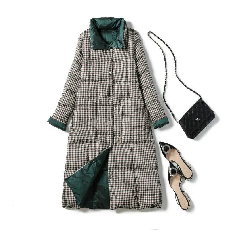 Buy Center Women's Duck Down Jacket - Warm Plaid Coat for Winter - Buy Center UK