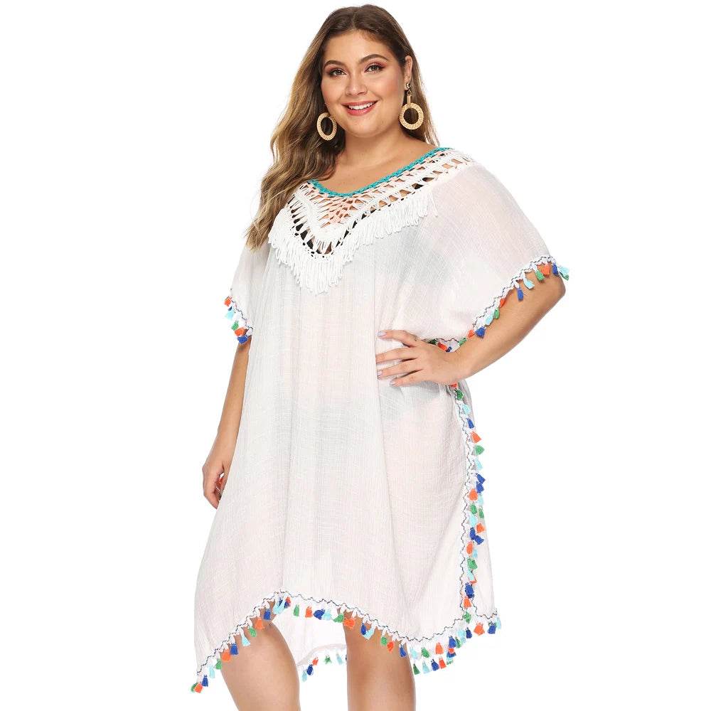 Plus Size Bikini Cover-Up Dress - Stylish Mesh Beach Wear for Women - Buy Center UK