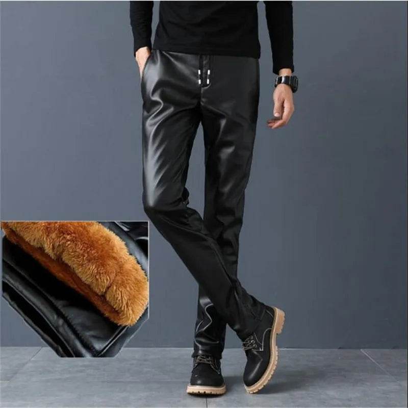 Buy Center Men's Faux Leather Pants - Slim Fit Black Leggings - Buy Center UK