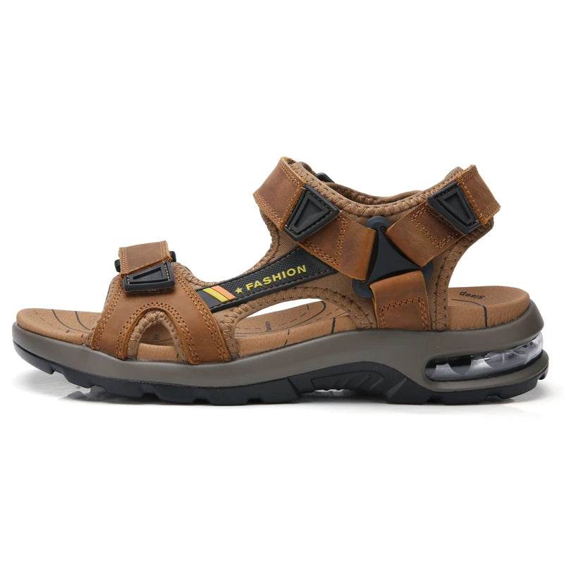 Comfortable Men's Leather Sandals - Summer Flip Flops for Outings - Buy Center UK