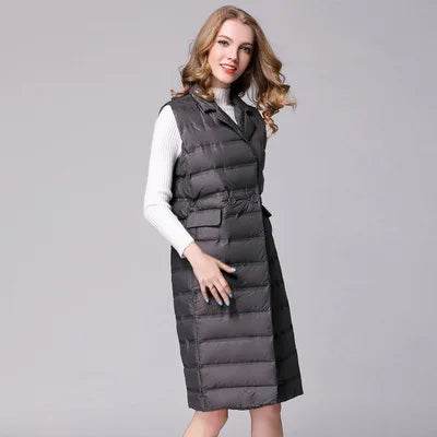 Buy Center Women's Knee Length Duck Down Vest - Lightweight & Stylish - Buy Center UK