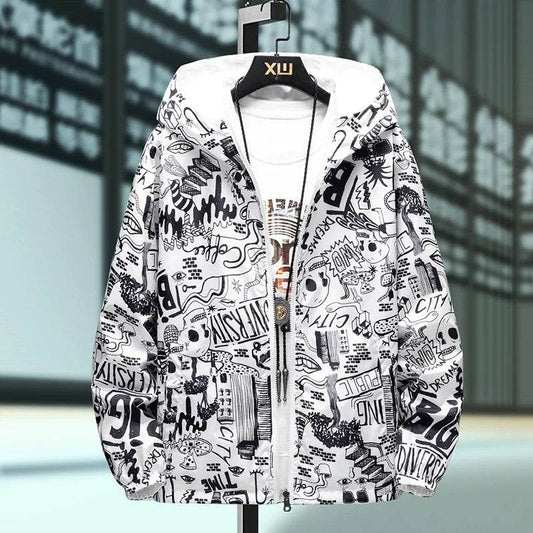 Strewear Graffiti Printed Reversible Male God Jacket - Lightweight Fashion - Buy Center UK
