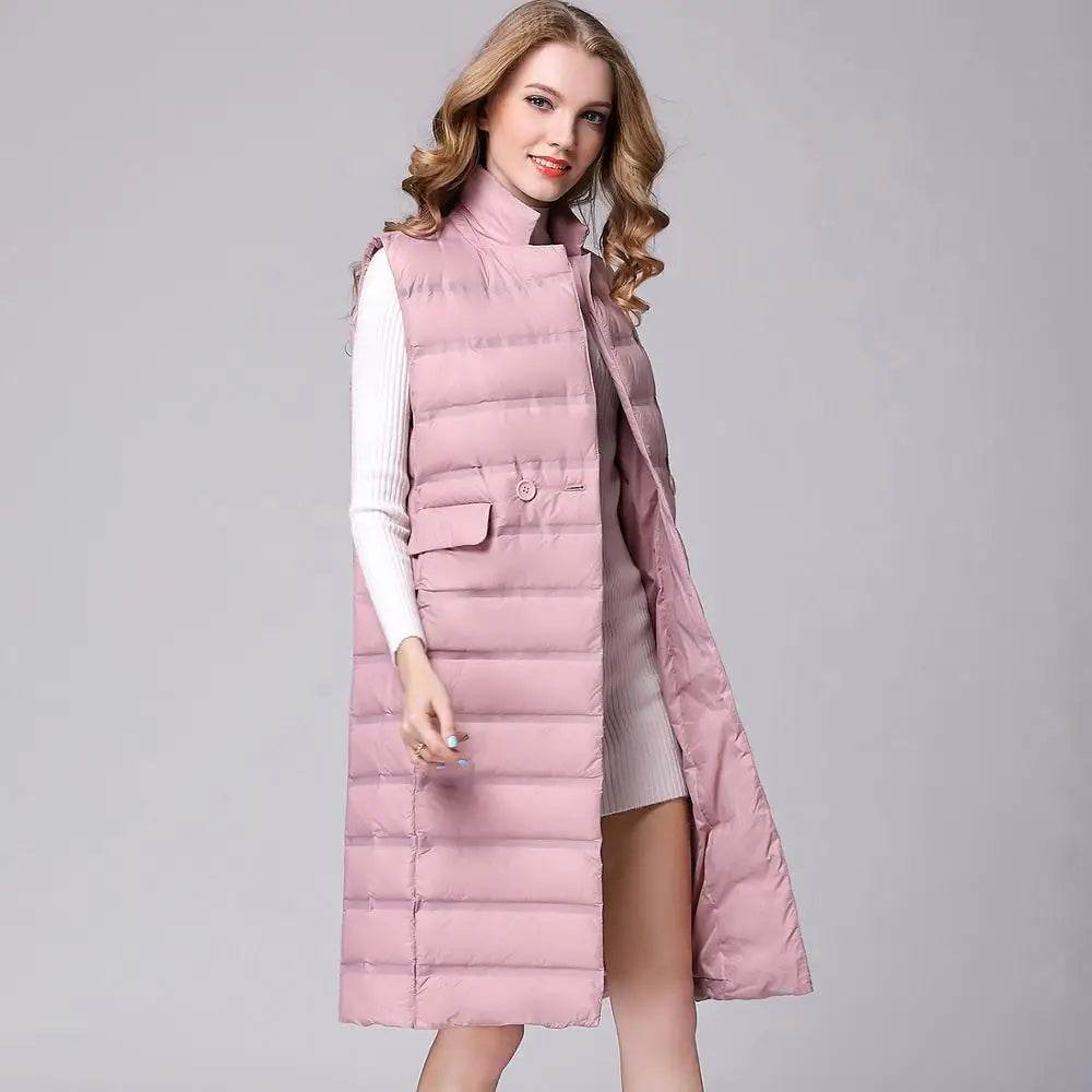 Buy Center Women's Knee Length Duck Down Vest - Lightweight & Stylish - Buy Center UK