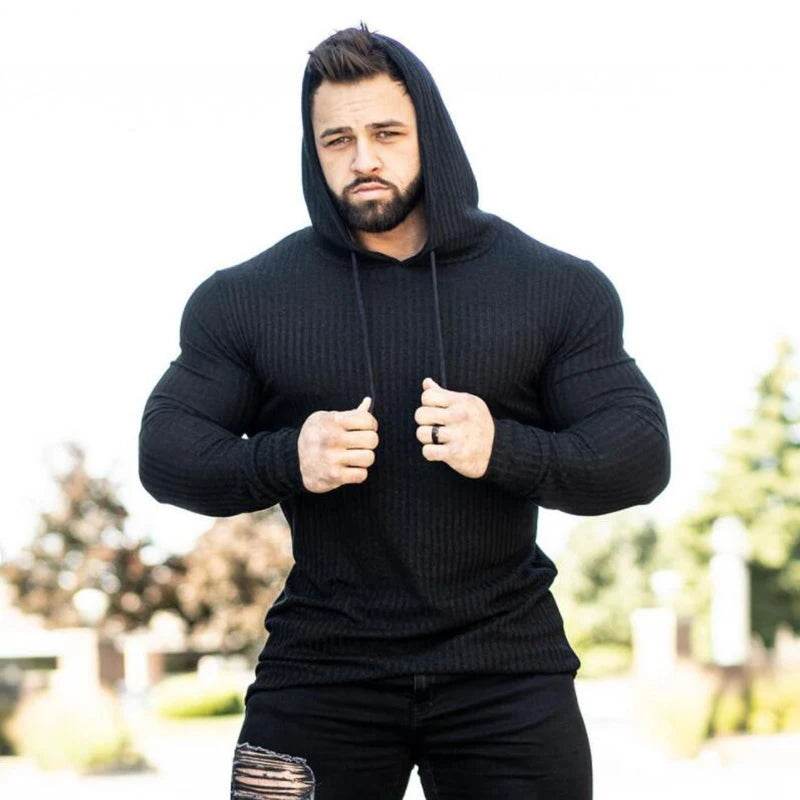 Buy Center Spring Fitness Hooded Sweater - Slim Fit Turtleneck for Men - Buy Center UK