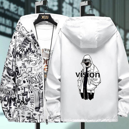 Strewear Graffiti Printed Reversible Male God Jacket - Lightweight Fashion - Buy Center UK