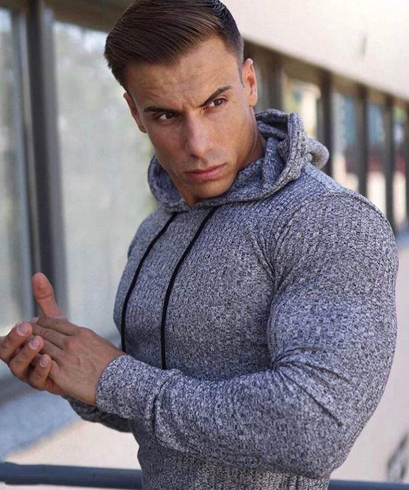 Buy Center Spring Fitness Hooded Sweater - Slim Fit Turtleneck for Men - Buy Center UK