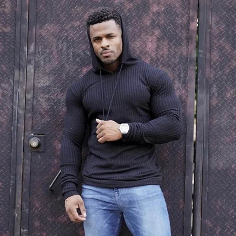 Buy Center Spring Fitness Hooded Sweater - Slim Fit Turtleneck for Men - Buy Center UK