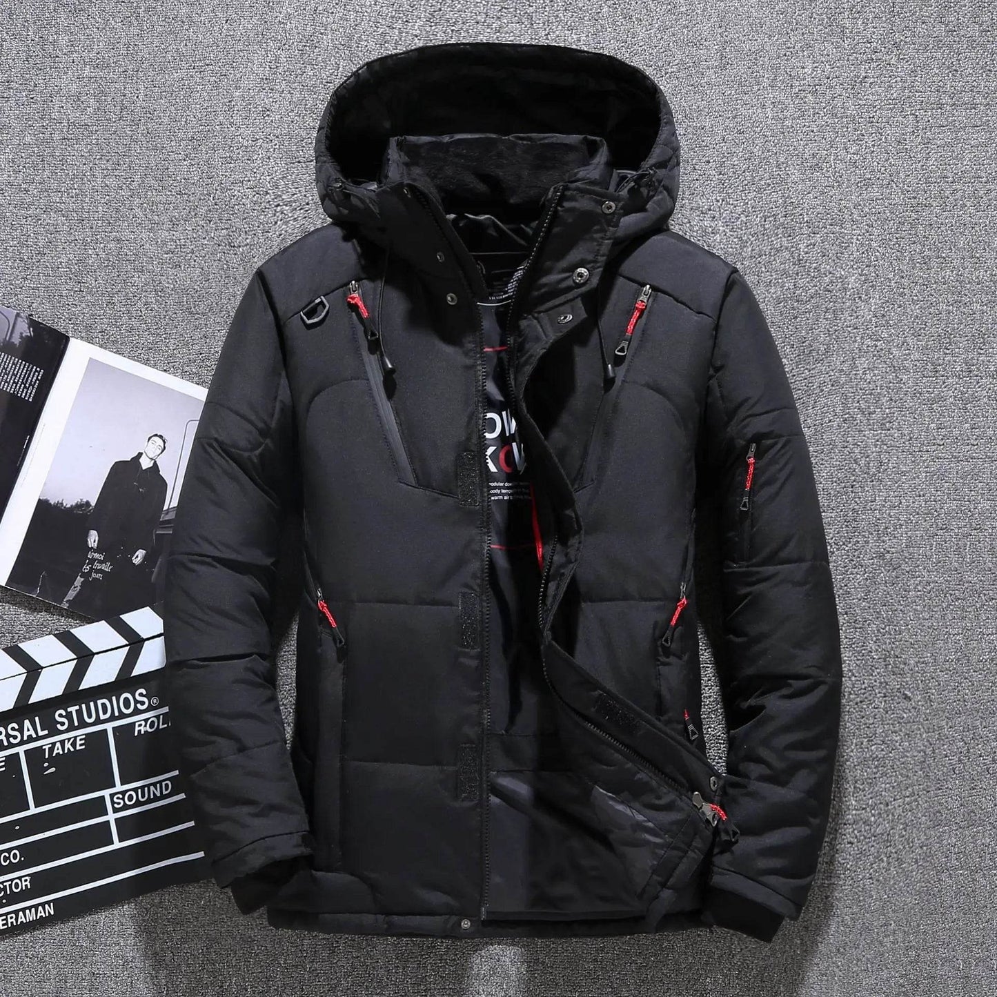 Buy Center Men's White Duck Down Jacket - Warm Hooded Puffer Coat - Buy Center UK