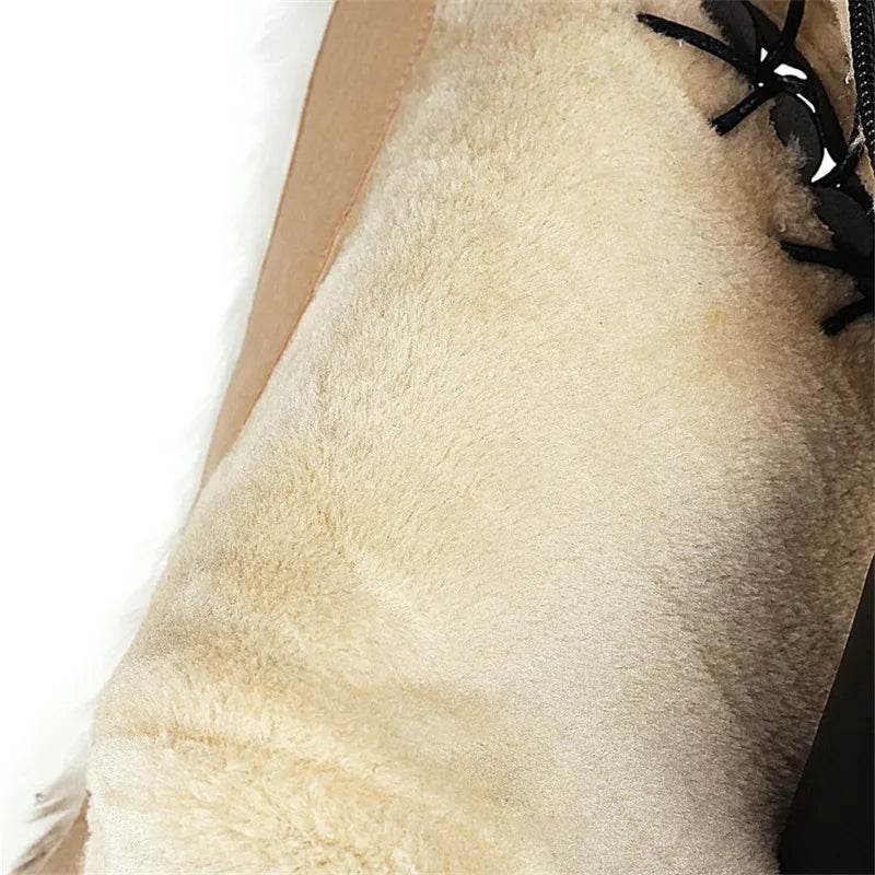 PXELENA Plus Size Wedding Shoes - Knee High Boots with Bowtie Ruffles - Buy Center UK