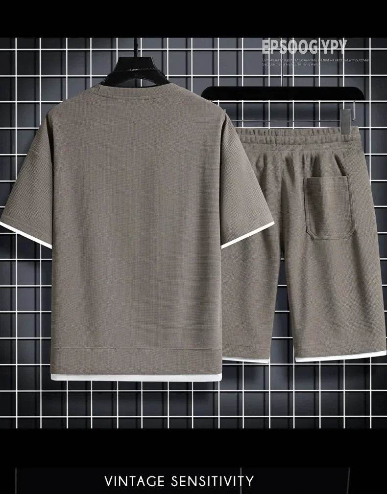 Buy Center Men's Linen Tracksuit - Stylish Short Sleeve Set - Buy Center UK