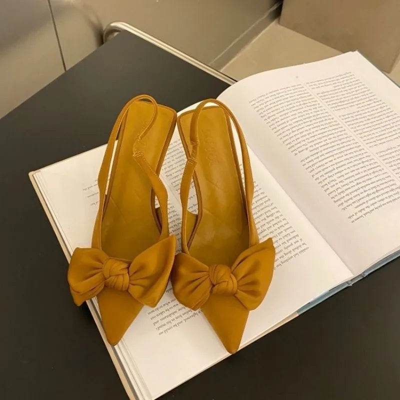 Buy Center Women's Slingback Heels - Fashionable Butterfly Knot Design - Buy Center UK