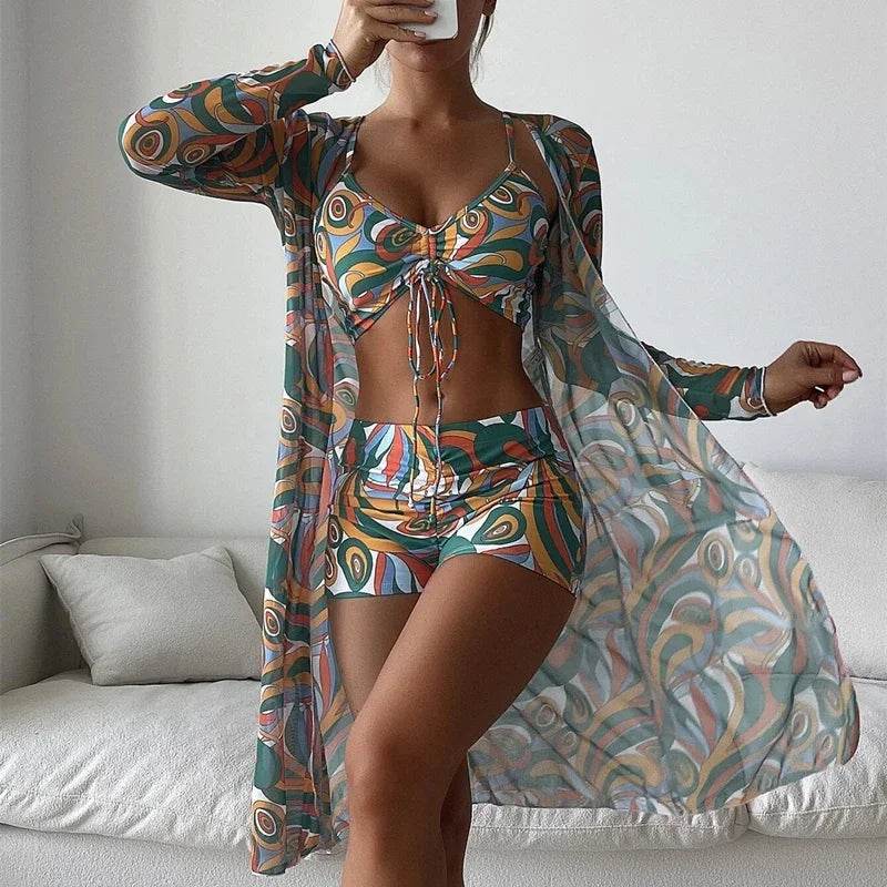 Buy Center 2025 Women's 3-Piece Swimsuit Set – Tankini, Cover-Up & Shorts - Buy Center UK