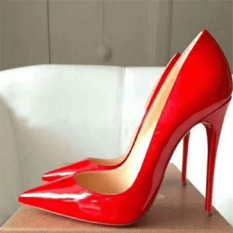 Buy Center Women's Patent Pointed Toe Slip-On Pumps - 12cm Heels - Buy Center UK