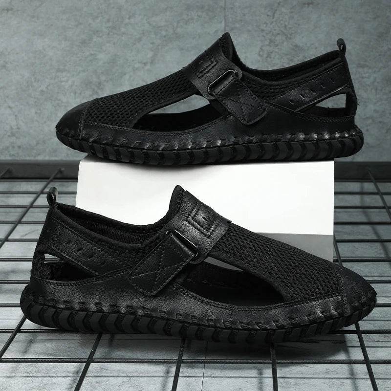 Buy Center Genuine Leather Men’s Sandals - Casual Summer Beach Shoes - Buy Center UK