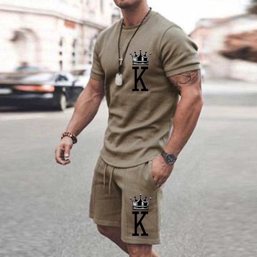 2025 Men's Summer Sports Set - Y2K Style 3D Poker King Design - Buy Center UK