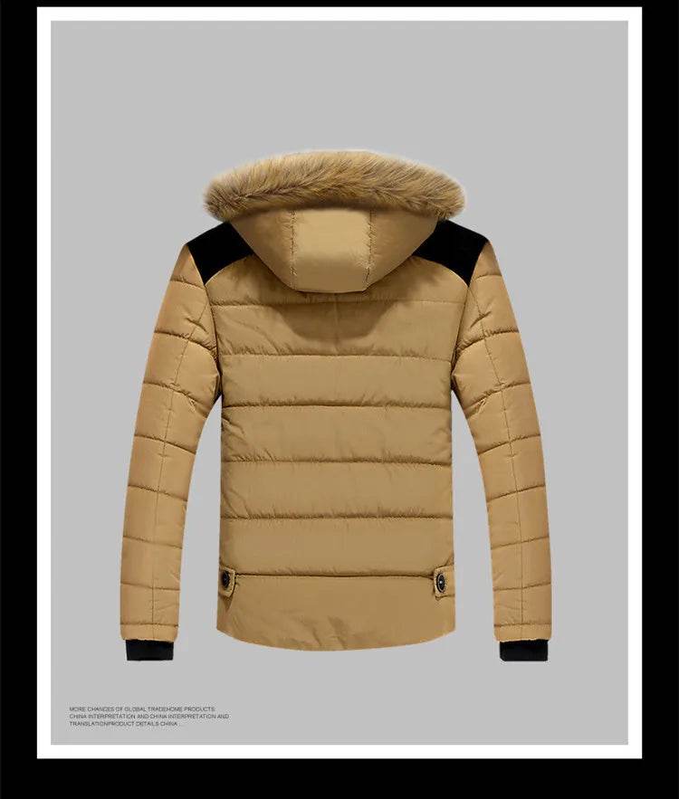 Buy Center Men's Warm Overcoat - Hooded Winter Jacket, Thick Cotton - Buy Center UK