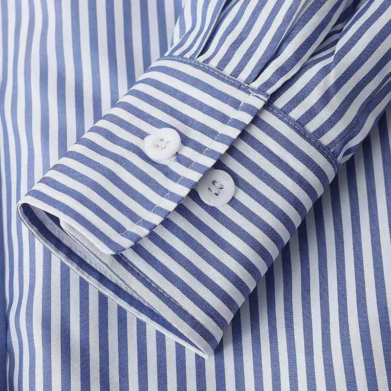 Buy Center Women’s Long Sleeve Blouse - Stylish Blue Stripes Top - Buy Center UK