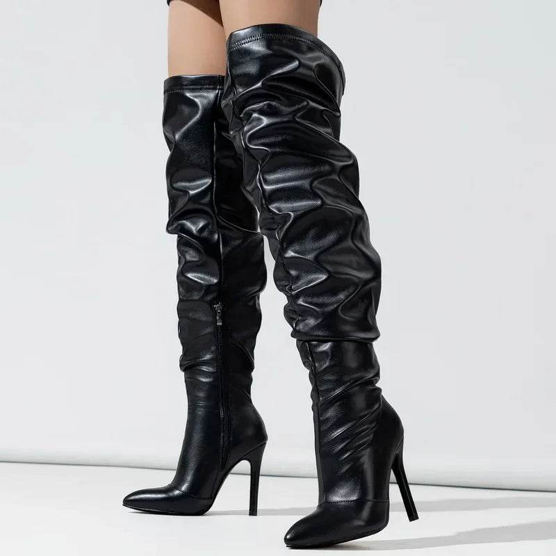 Stylish Women’s Side Zipper High Heel Long Boots for Nightlife - Buy Center UK
