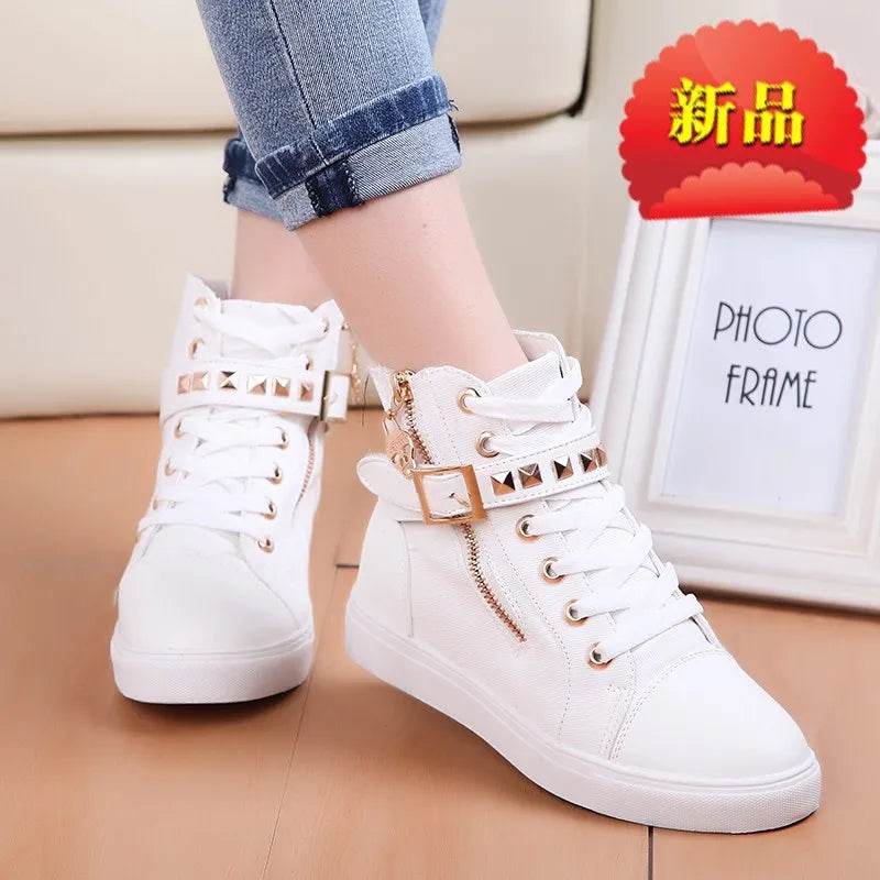 Buy Center Women's High Top Canvas Shoes - Breathable & Stylish Rivets - Buy Center UK