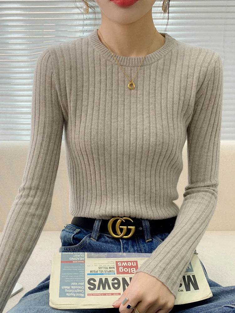 Buy Center Women's Ribbed Sweater - Soft Long Sleeve Pullover - Buy Center UK