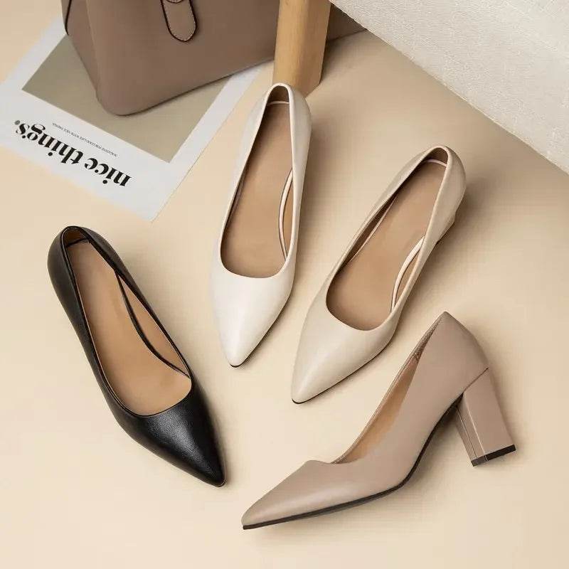 Buy Center Women's High Heeled Shoes - Casual Korean Style Leather - Buy Center UK