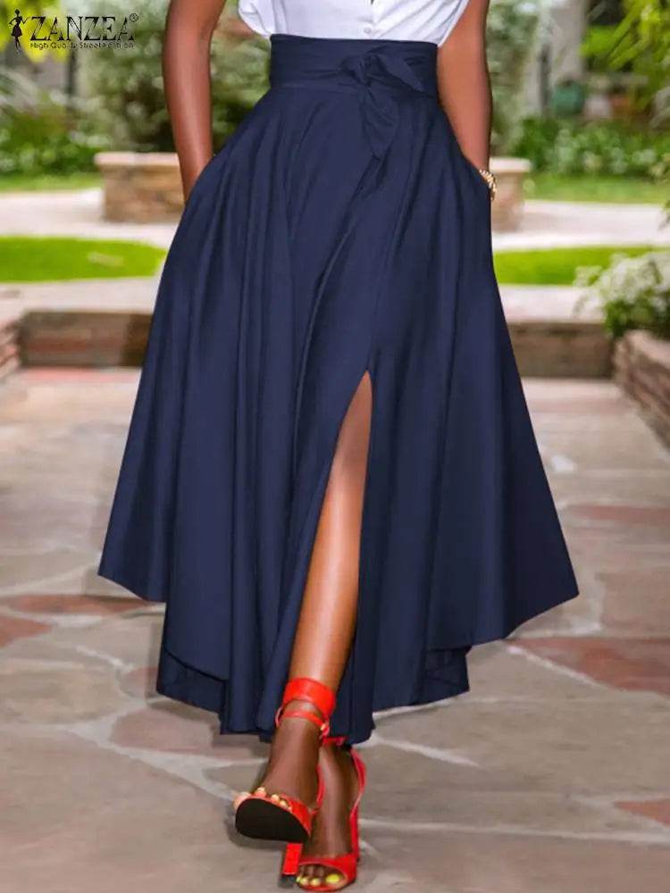 ZANZEA Summer Party Sundress - High Waist Irregular Skirt Maxi Dress - Buy Center UK