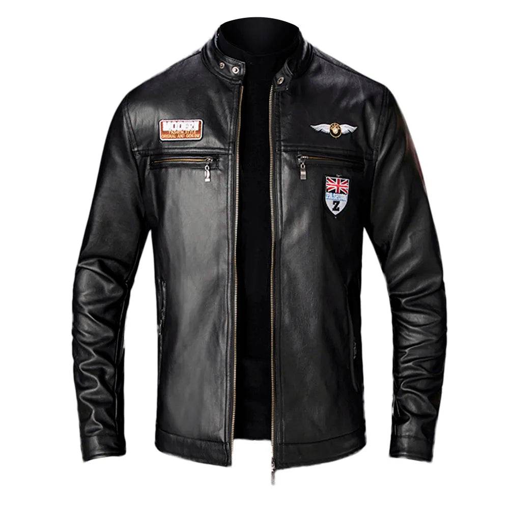 Buy Center Men's Slim Leather Jacket - Custom Printed Motorcycle Coat - Buy Center UK