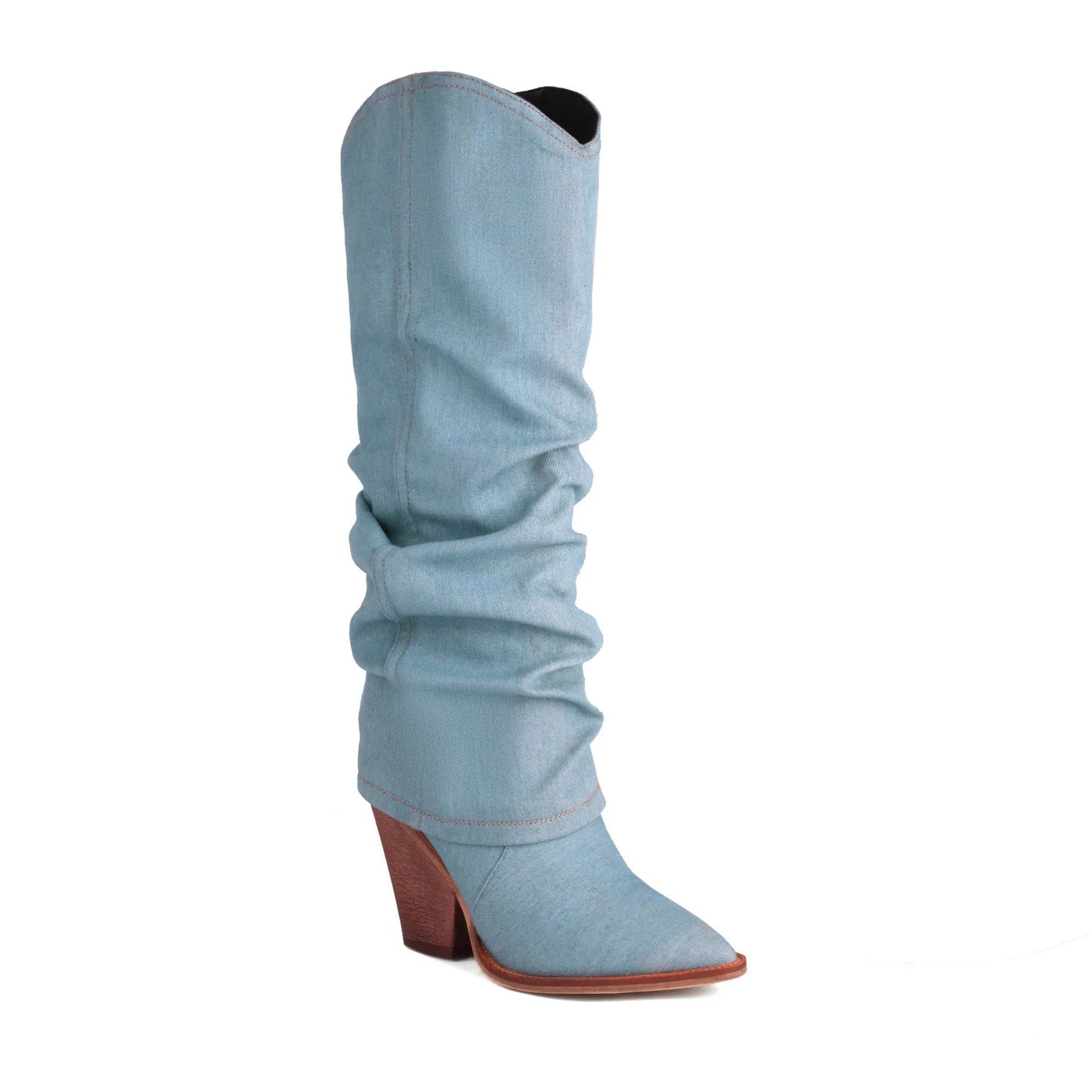 Buy Center Denim Knee High Boots - Super High Spike Heel Fashion - Buy Center UK