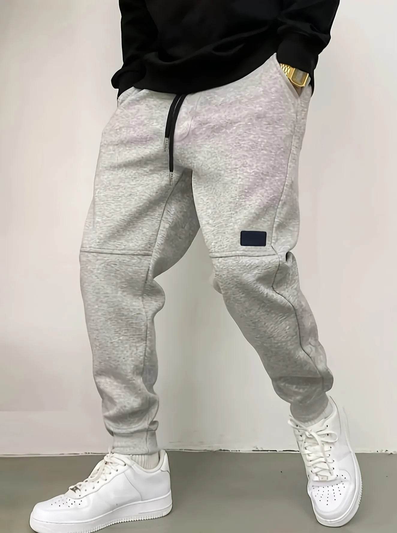 Buy Center Men's Thickened Casual Pants - Drawstring & Cuffed Ankles - Buy Center UK