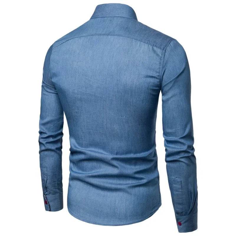 Buy Center Men's Long Sleeve Slim Fit Shirt - Trendy Patchwork Design - Buy Center UK