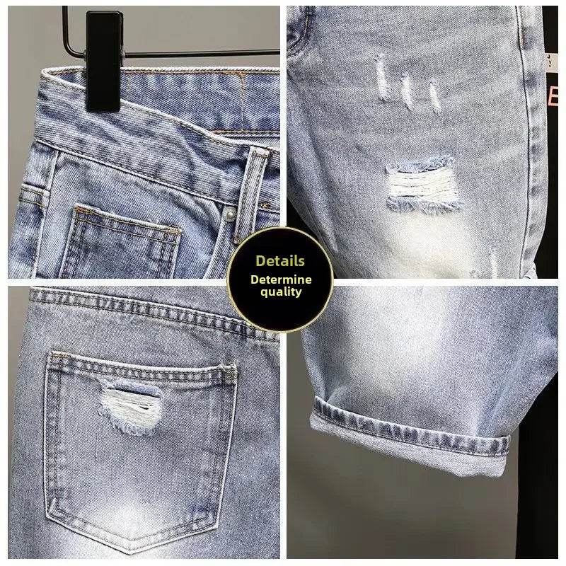 Buy Center Trendy Denim Shorts for Men - Korean Hip Hop Style - Buy Center UK