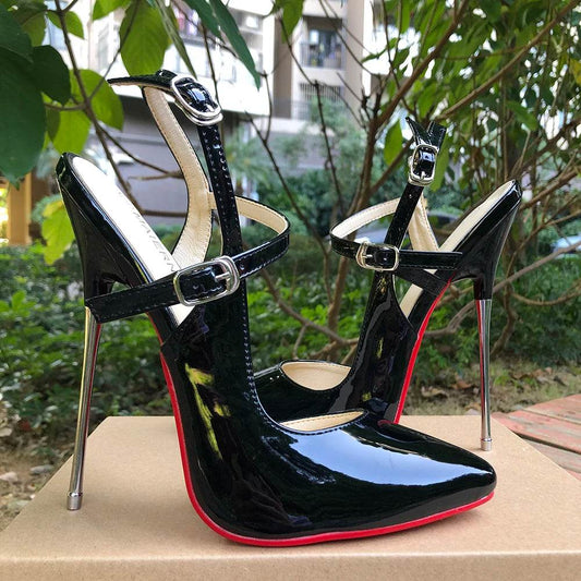 Buy Center 16cm Super High Heels Stilettos - Black Ankle Strap Pumps - Buy Center UK
