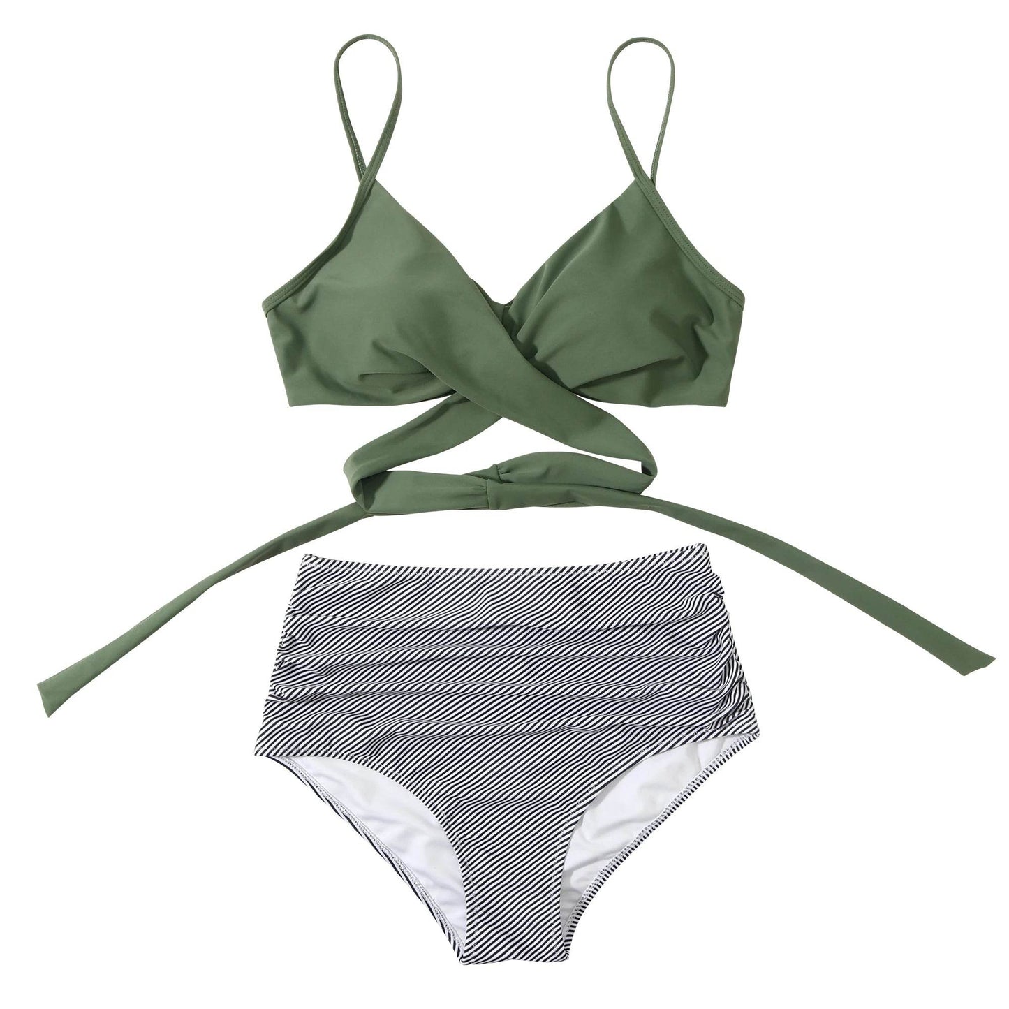 Buy Center High Waist Floral Bikini Set - V-Neck Two Piece - Buy Center UK