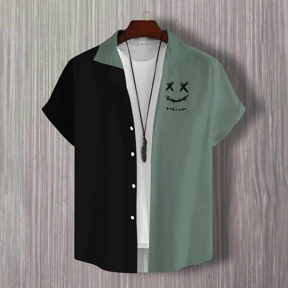 Buy Center 3D Patchwork Print Short Sleeve Shirt - Oversized Hawaiian Style - Buy Center UK