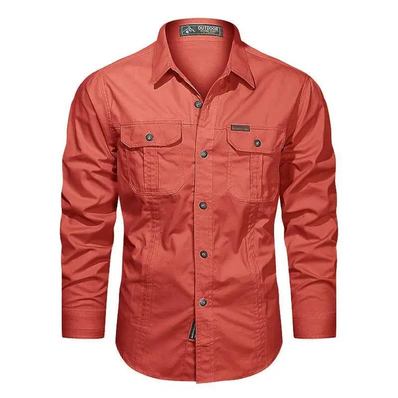 2024 Spring Men's Cotton Cargo Shirt - Long Sleeve Multi-Pocket - Buy Center UK