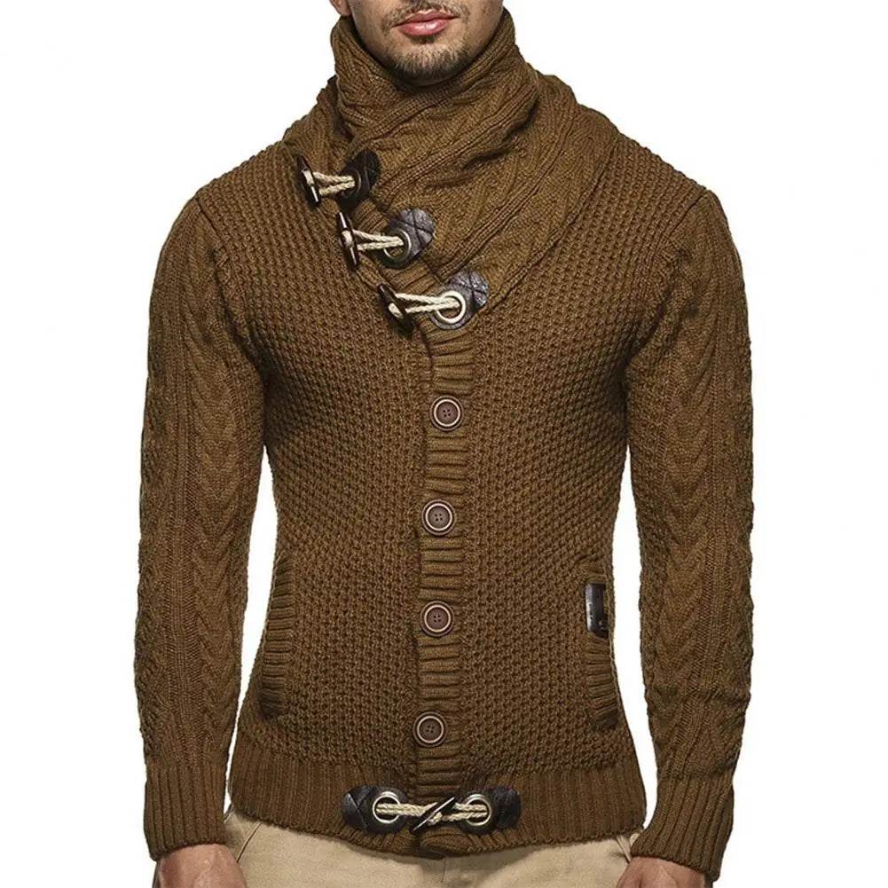 Vintage Turtleneck Cardigan Sweater - Slim Fit, Long Sleeve Men’s Knitwear - Buy Center UK