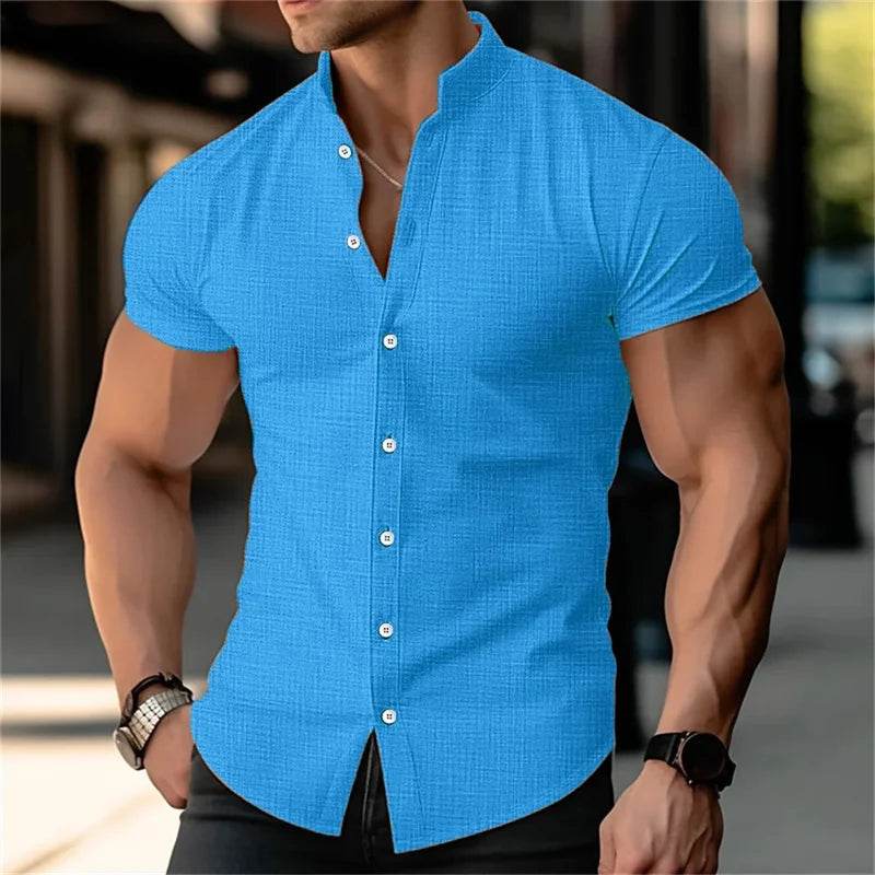 2024 Men's Short Sleeve Linen Shirt - Lightweight & Breathable Fashion - Buy Center UK