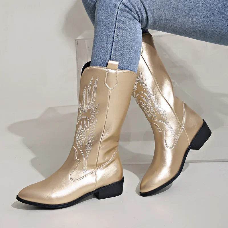 Women's Autumn Winter Slip-On Knight Boots - Thick Sole & Pointed Toe - Buy Center UK