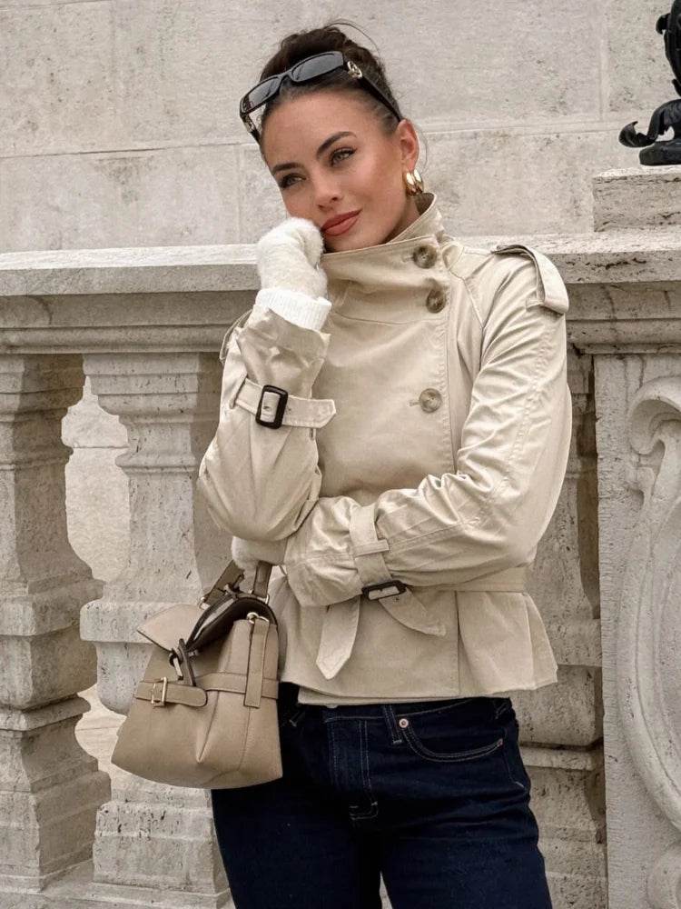 Buy Center Women's Spring Double Breasted Trench Coat - Elegant Office Jacket - Buy Center UK