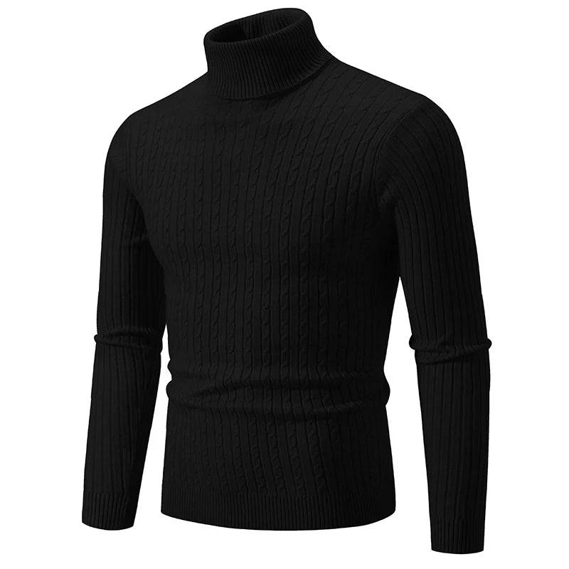New Autumn Men's Jacquard Sweater - Cozy High Neck Turtleneck Pullover - Buy Center UK