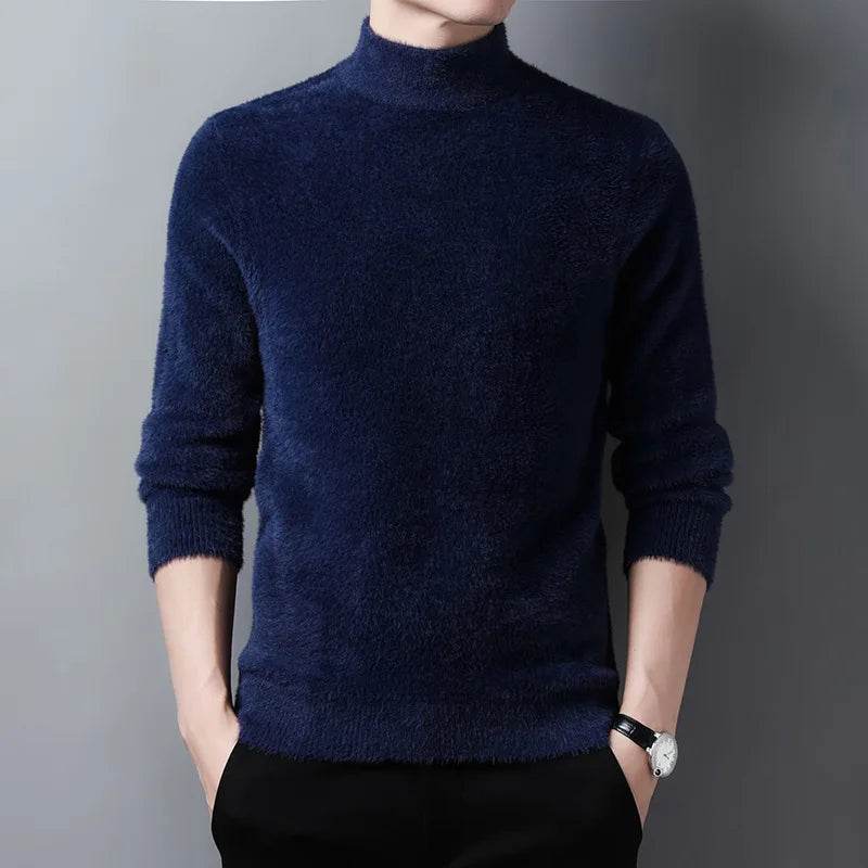 Buy Center Men's Imitation Mink Cashmere Turtleneck Pullover Sweater - Buy Center UK