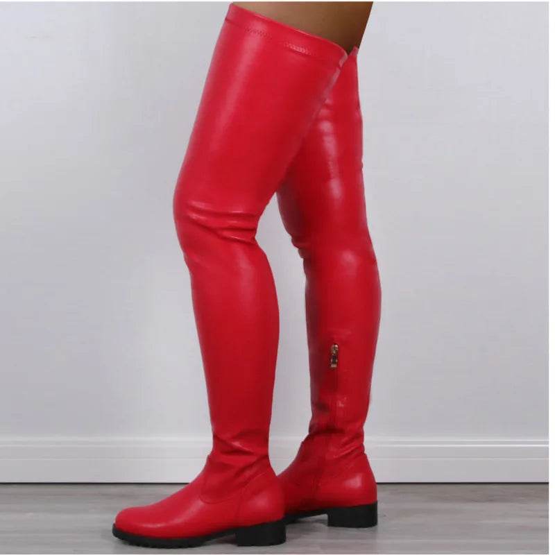 Buy Center Big Size 47 White Thigh High Boots - Comfortable PU Leather - Buy Center UK