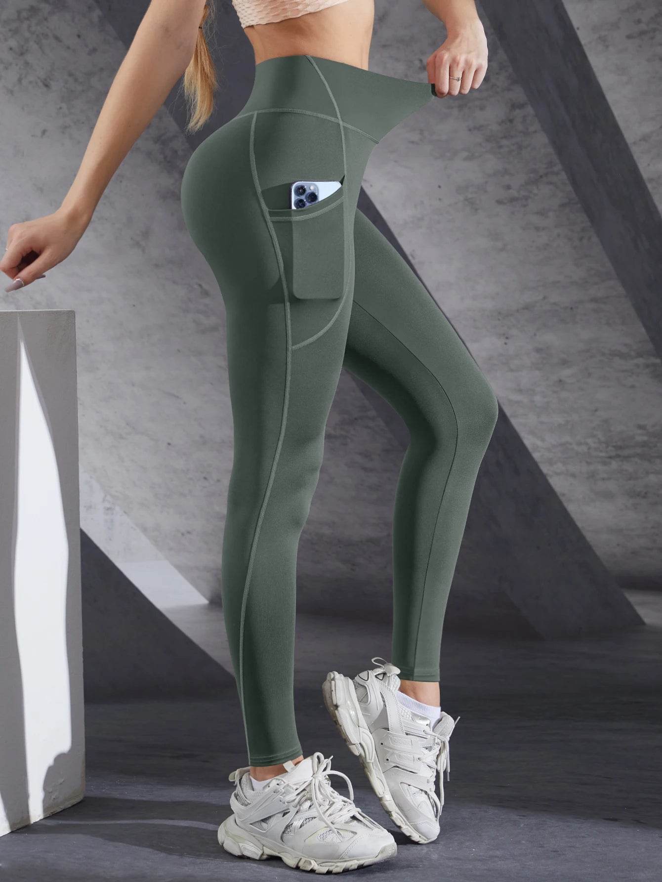Buy Center Women's High Waist Yoga Leggings - Tummy Control with Pockets - Buy Center UK